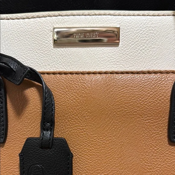 Nine West 🤍 NWOT- Brown and White Leather Handbag with Shoulder Strap - Picture 5 of 6